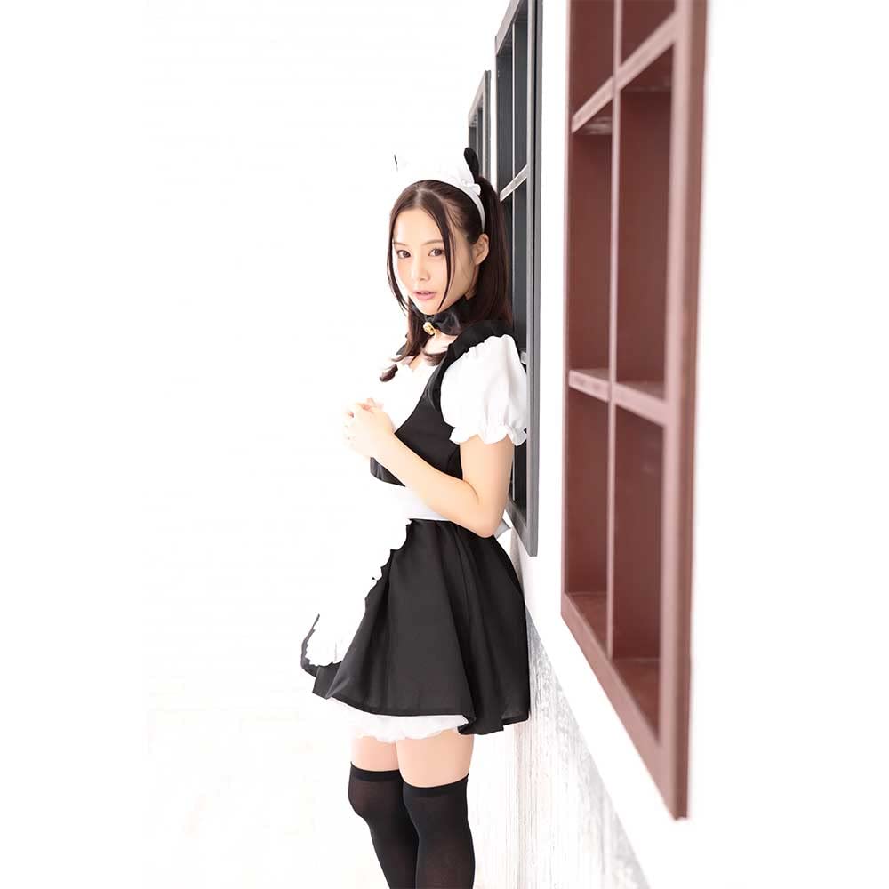 Be With Meow Maid White Black Cute M Size Cosplay Costume Halloween Maid Clothes Cat Ears Cat Lolita Waitress Women's