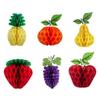 Spring Tropical Fruit Party Ceiling Decorations: Pineapple, Strawberry, Apple, and Grape Honeycomb Balls