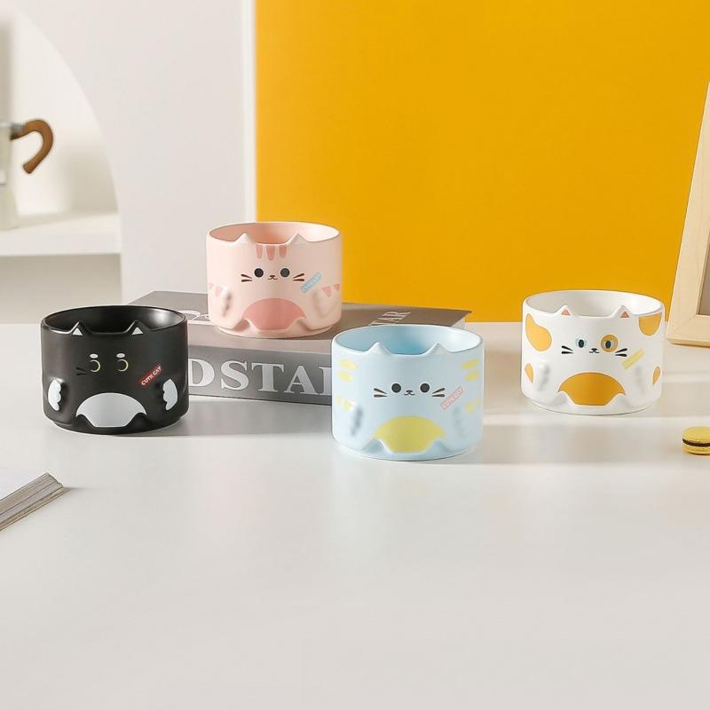 Cat Ceramic Cup Cartoon Cute Mug Stacked Against Cup Cat Cup Household Drinking Water Cup Coffee Cup Gift