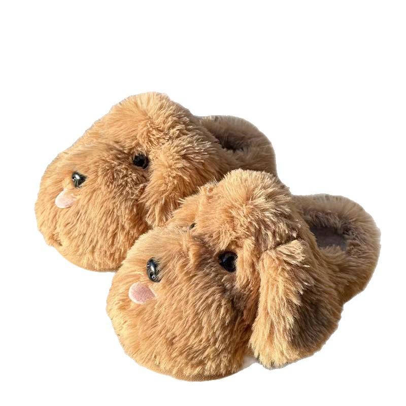 Puppy cotton slippers women's 2025 new indoor home winter warm non-slip student dormitory stepping on shit cotton mop