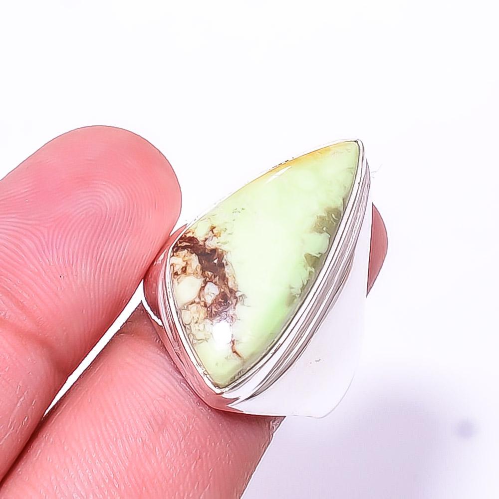 

Лимонный хризопраз - австралийское кольцо из стерлингового серебра 925 пробы с драгоценным камнем S.9 R948428126