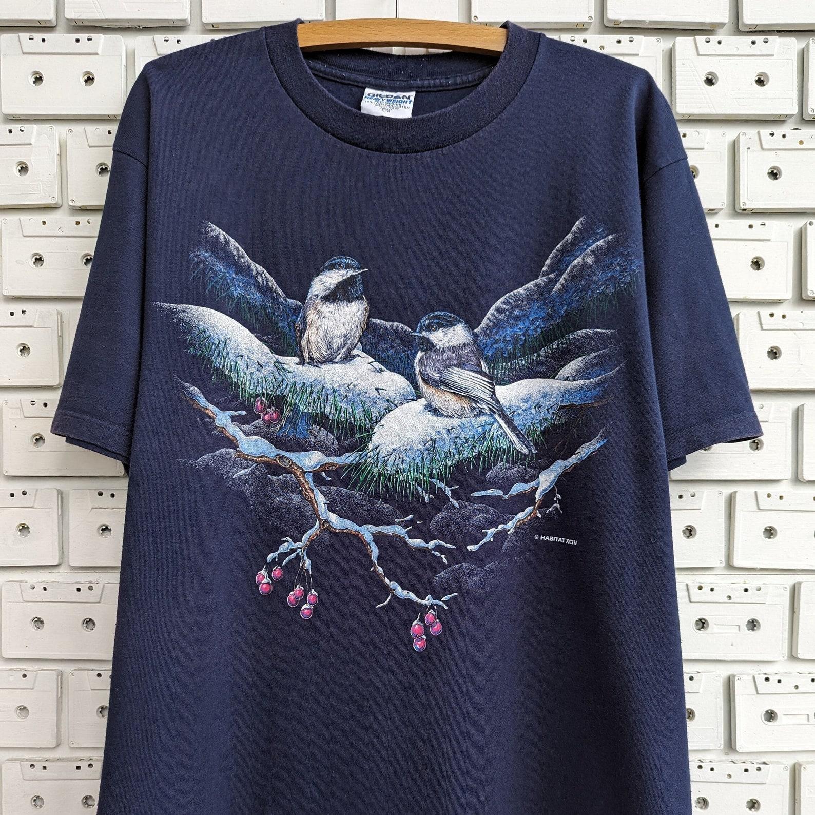 Vintage 1994 Habitat Chickadee T shirt Birds Graphic Print Nature Wildlife Animal Lover Tee Size L S