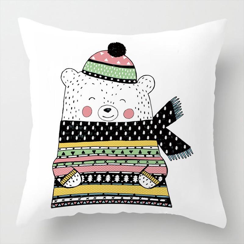 Cartoon Gift Pillow Sofa Bay Window Linen Cushion Cover