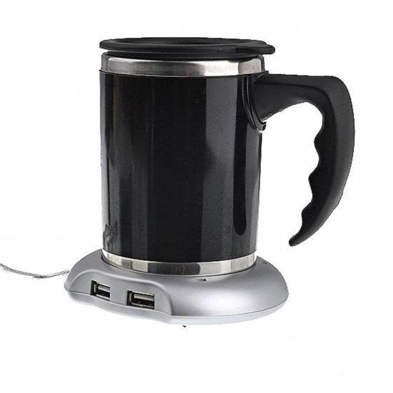 USB Mug Warmer Heater Coffee Tea Cup Pad with 4-Port HUB for Office PC Laptop