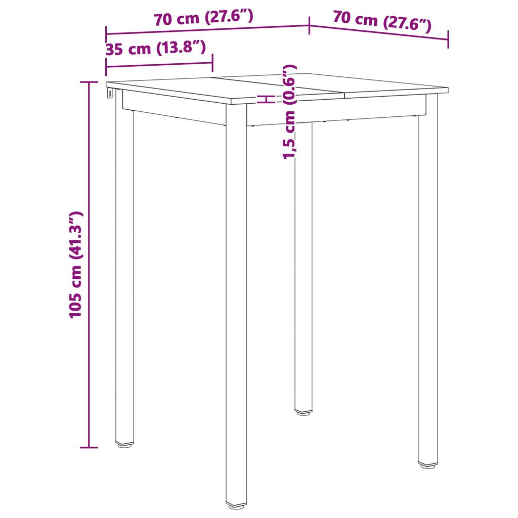 Bartisch in White 70 x 70 x 105 cm Solid Pine Wood