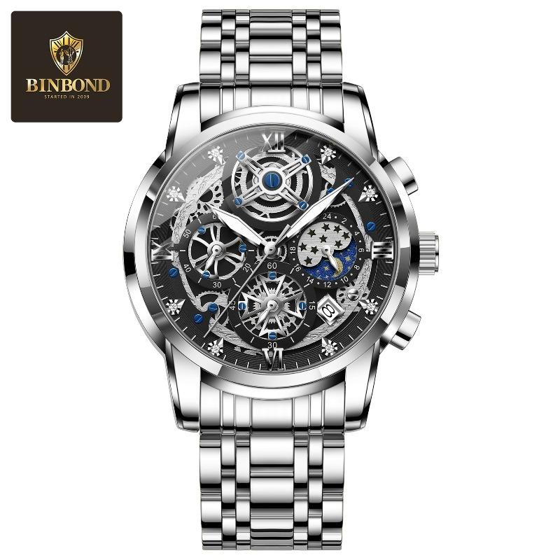 Binbang Men's Watch Casual Multifunctional Waterproof Trend Business Luminous Watch Men's Quartz Watch