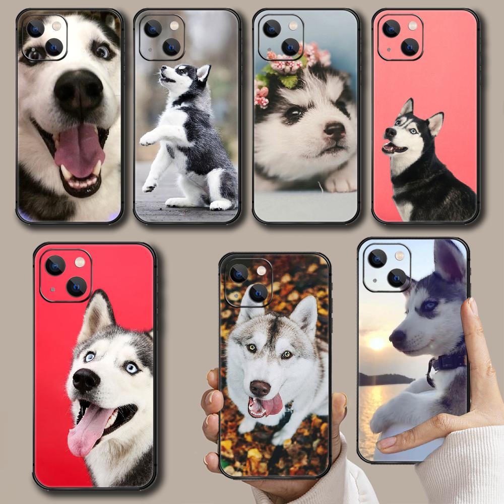 Siberian Husky Cute Dog Phone Case For Iphone Xiaomi Mi Redmi Samsung Galaxy Note S 9 10 11 12 13 22 Pro Max Plus Uitra Black TPU Soft Mini