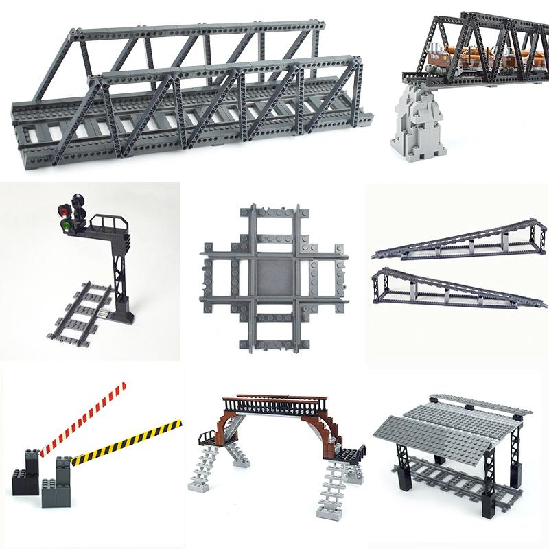 City Train Buffer Strar Stop Parts Train Station Building Blocks MOC Technical Creative Bridge Leduo Assembles Particles Toys