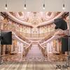 Fundo de Palácio Luxuoso 2D, Escadaria Grandiosa Elegante e Lustre para Fundo de Fotografia Formal
