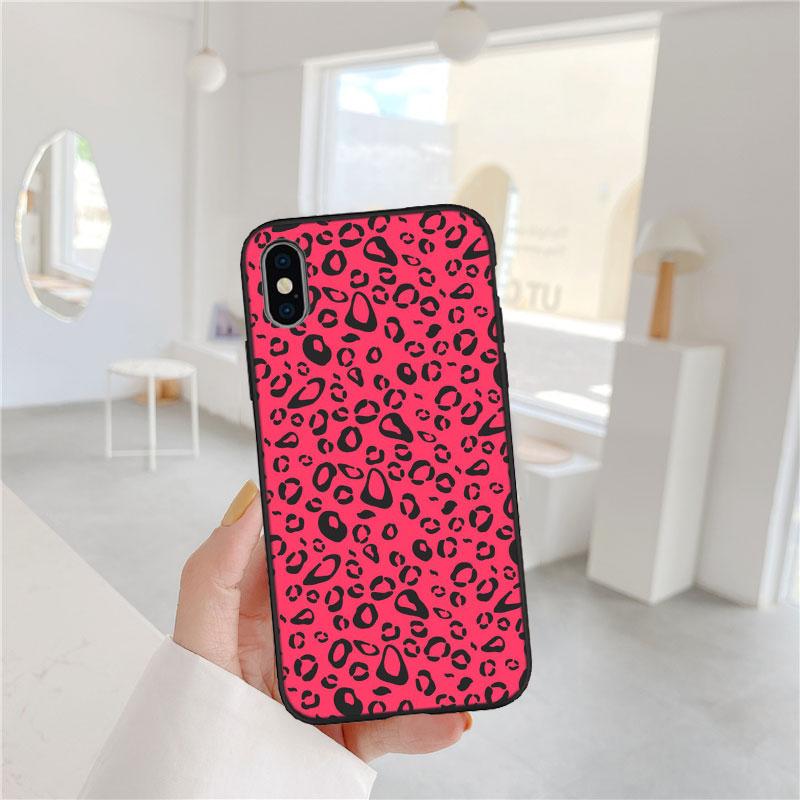 PP51 Pink Leopard Soft Shell Phone Case for iPhone SE X XS XR 11 16E 17 Pro Max Air 8 7 6 6s Plus