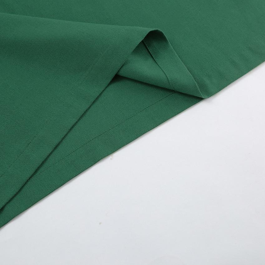 Elegant Green Cotton-Linen Loose Slit Strap Dress, New Summer Long Dresses For Women