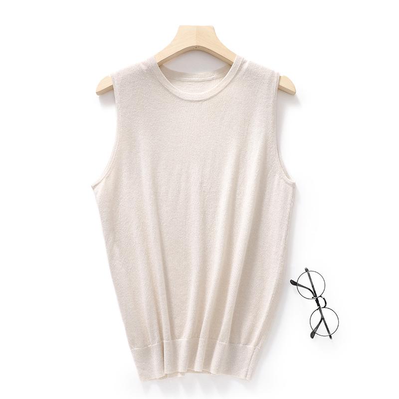 Crew Neck Sleeveless Short-sleeved Spring and Autumn New Loose and Thin Temperament Versatile Short-sleeved Top