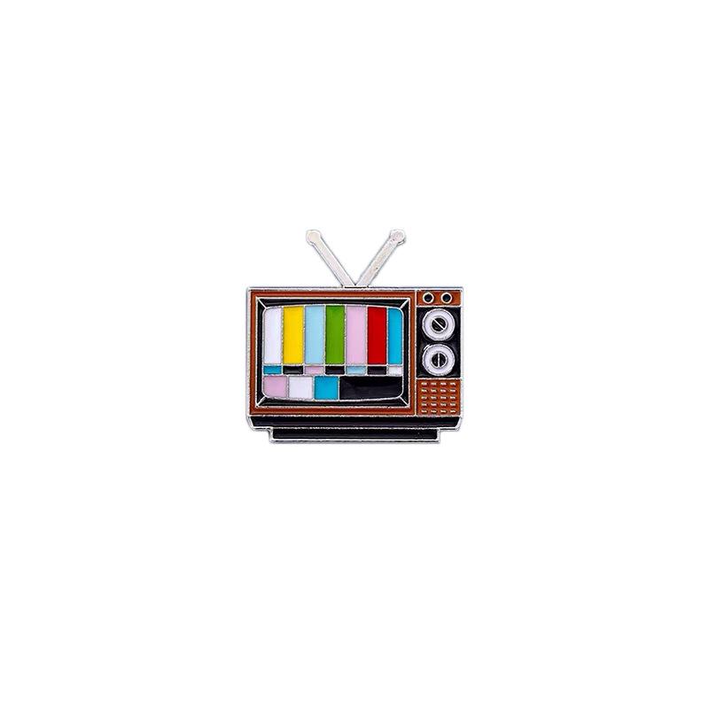 Broche Colgante de TV Esmaltado Colorido Retro "Sin Señal" para Parejas