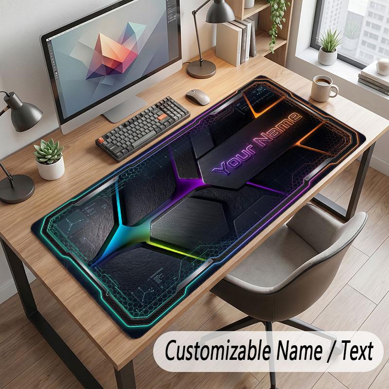 City Cyberpunk Theme Customized Mouse Pad Personalized Print Name Text Desk Mat For Home Office Table Decor