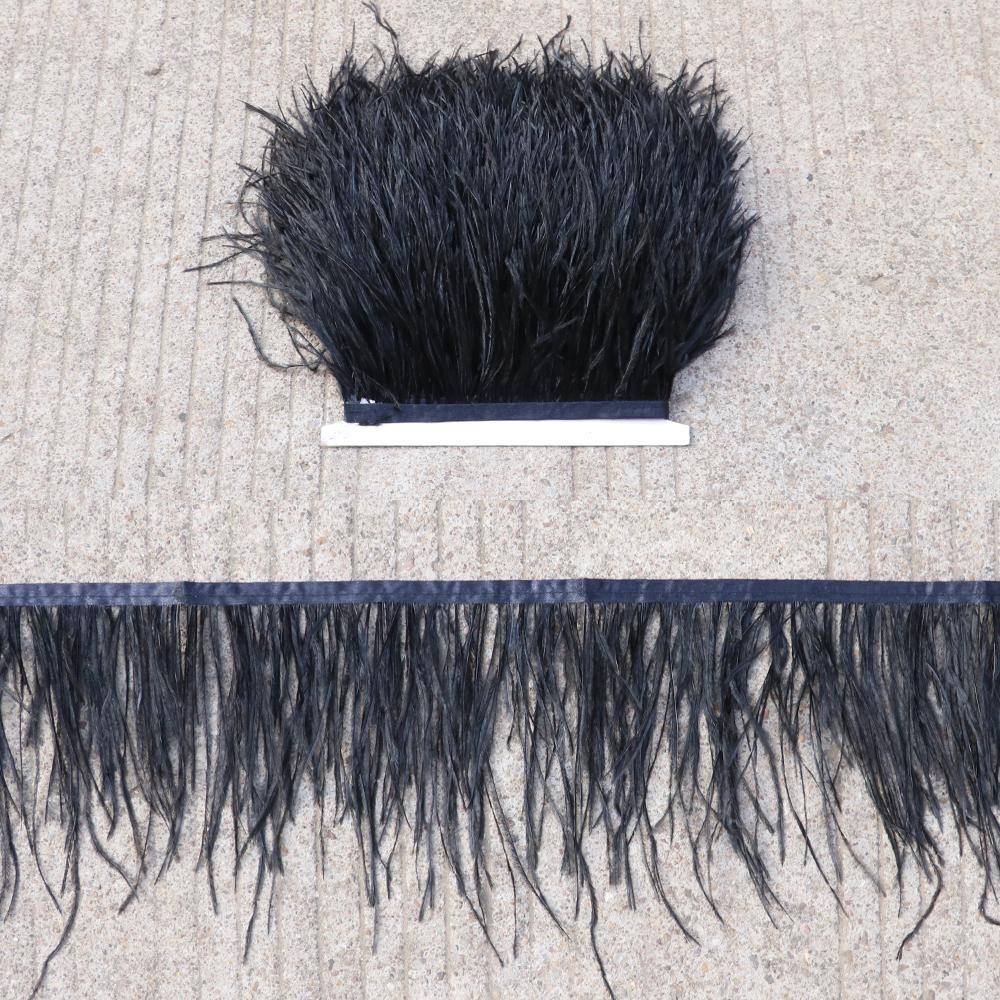6-22Cm Black Ostrich Feathers Trim 1Meter Fluffy Feather Fringe For Crafts Wedding Party Decoration Ribbon Dress Clothing Sewing