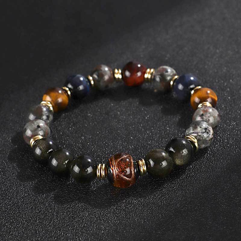Black Myth Wukong Flame Stone Obsidian Beaded Couple Bracelet Original Design Yellow Tiger Eye Bracelet Explosive