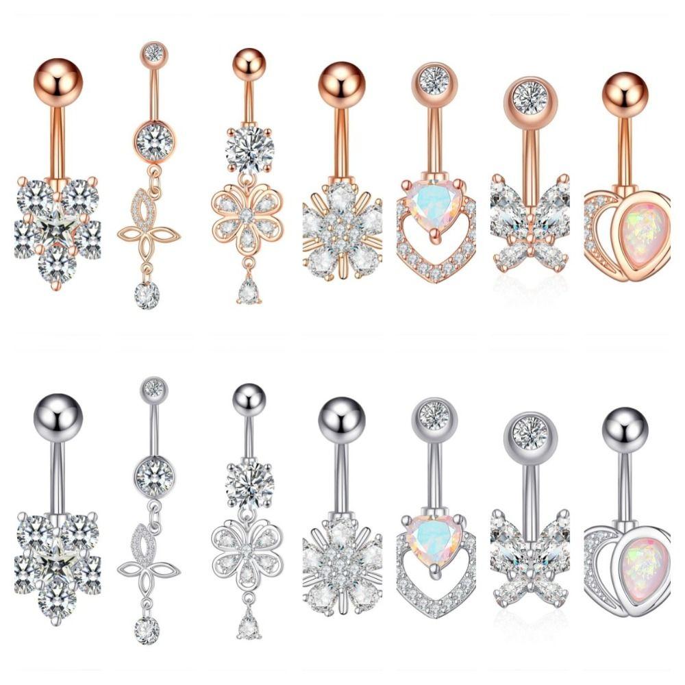 Butterfly Belly Piercings Stainless Steel Zircon Navel Ring Fashion Belly Button Rings  Girl