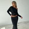 European & American One-Shoulder Lace Patchwork See-Through Cropped T-Shirt