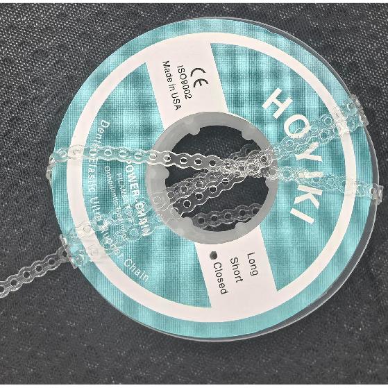 Orthodontic Dental Elastic Ultra Power Rubber Chains Multi-Colors Rubber Chains for Braces Power Dental Orthodontic (Transparent, Long)