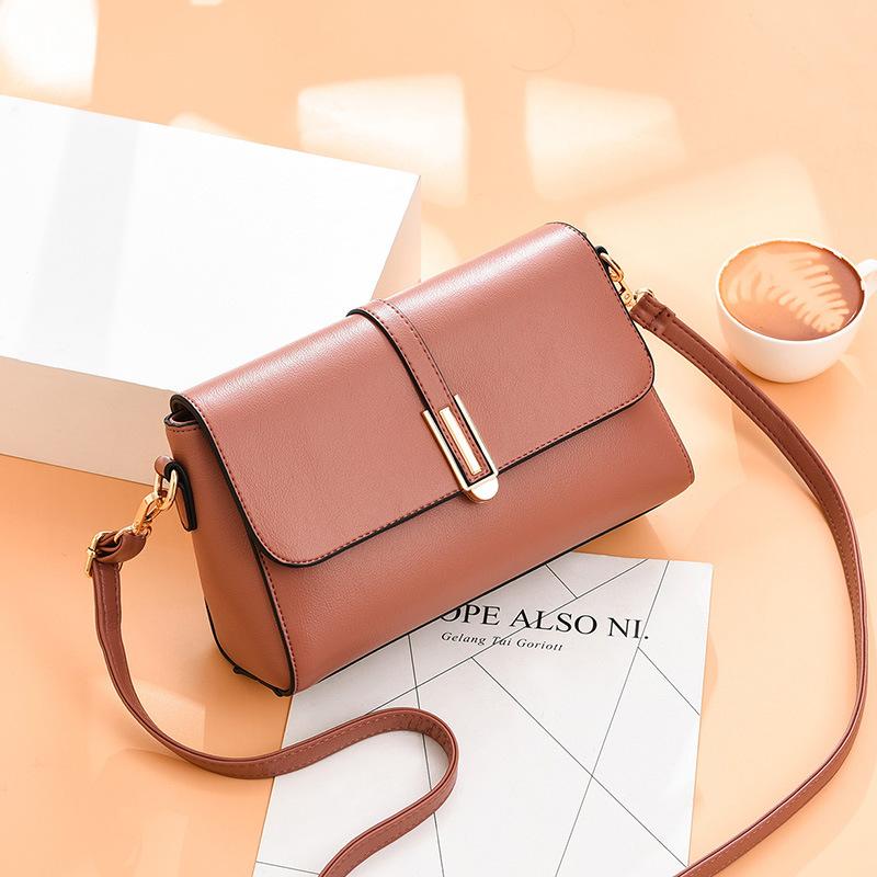 

Женская модная темпераментная сумка через плечо, трендовая сумка через плечо среднего возраста, женская простая маленькая квадратная сумка розовый