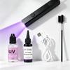 UV sada prodlužování vlasů s USB UV lampou, 30 g lepidla a 30 ml odstraňovače, Neviditelné spoje v kvalitě salonu, Kompletní sada nástrojů pro domácí styling vlasů