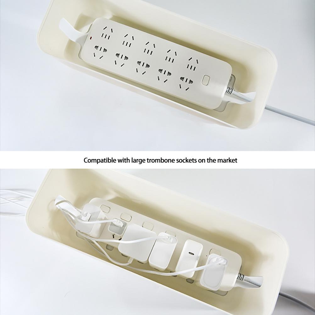 Large Black Cable Management Box for Power Strips & Cords 36x13x13.5cm Desk Organizer
