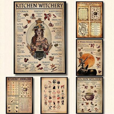 Häxor Magi Kunskap Konst Måla Presenter Kök Witchery Roliga affischer och tryck på duk Moderna väggbilder Heminredning