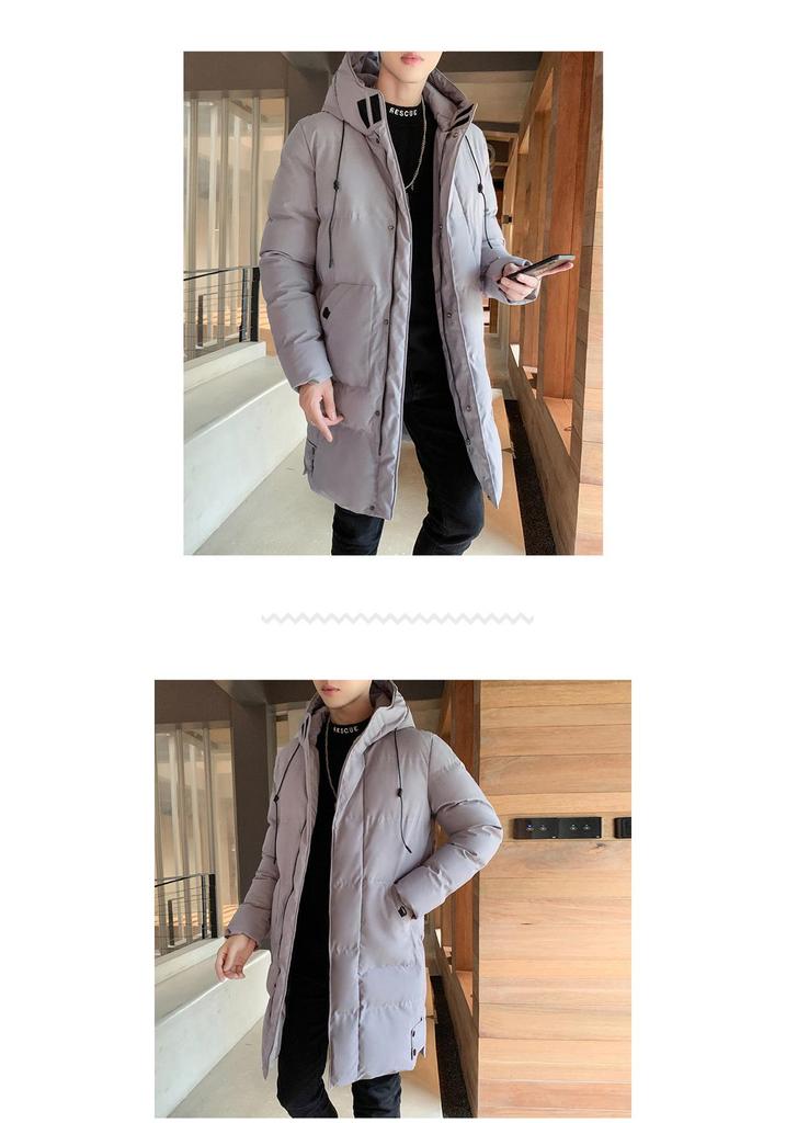 Men's Plus Size Long Hooded Winter Jacket - Thick, Casual Cotton Coat
