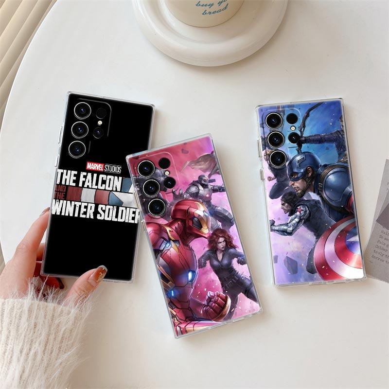 Marvel Ironman Captain America Transparent Case For Samsung Galaxy S26 S25 Ultra S24 S22 S26 Plus S20 S23 S21 S25 FE Clear Cover