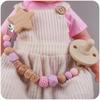 Baby Pacifier Clips Handmade Wood Soother Chew Teethers Toys Dummy Safe Silicone Teething Pacifier Chains Gift