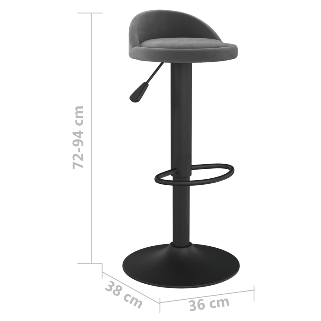 Vidaxl Bar Stool, Dark Grey, Upholstered In Velvet