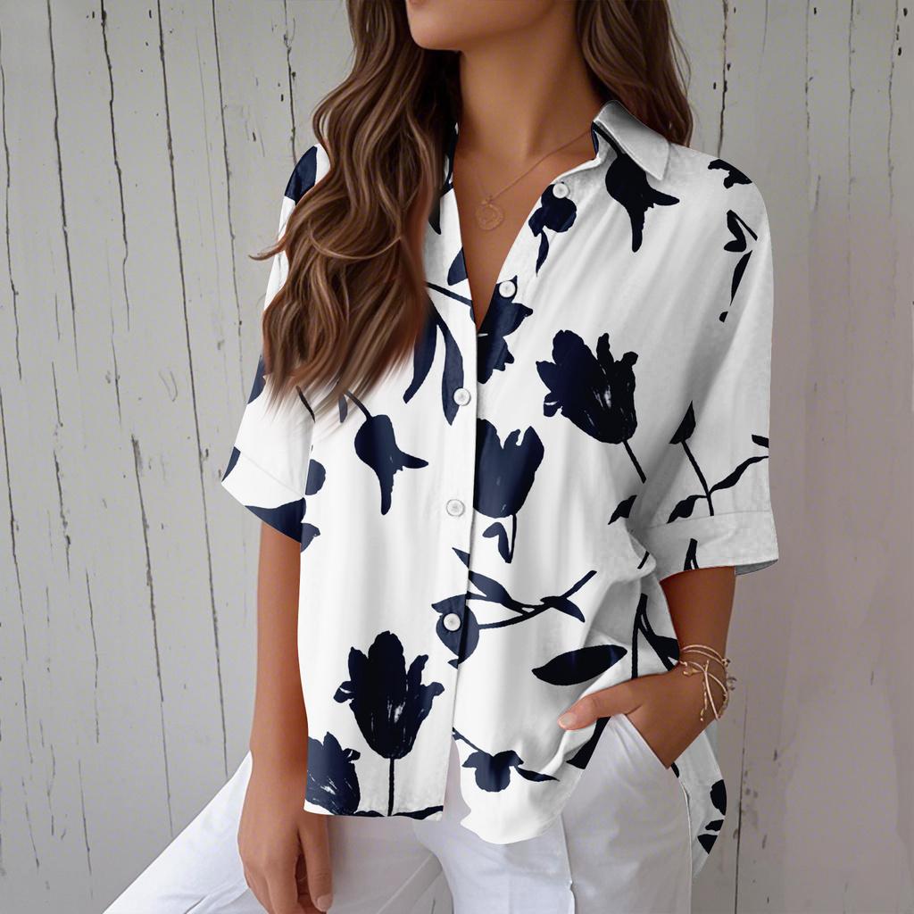 Button-Down-Hemden für Damen Leinen-Button-Down-Hemden Halbarm-Hemden für Damen Halbarm-Oberteile für Damen