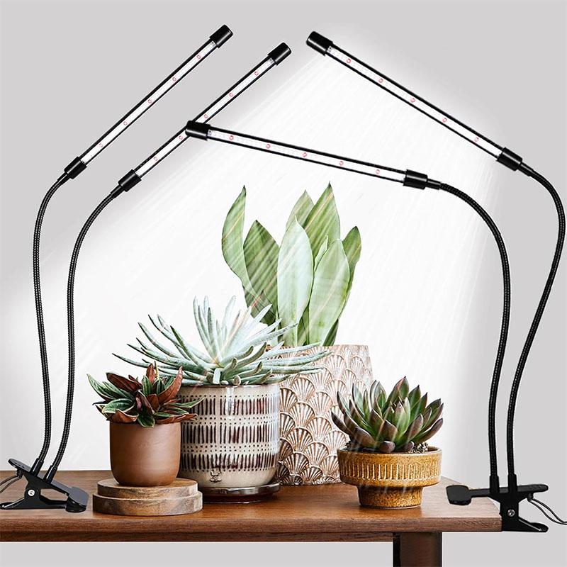 1/2pack Two-Head Clip Plant Grow Lights with Flexible Gooseneck 4/8/12H Timer 3 Spectral Modes and 5 Dimmable Levels