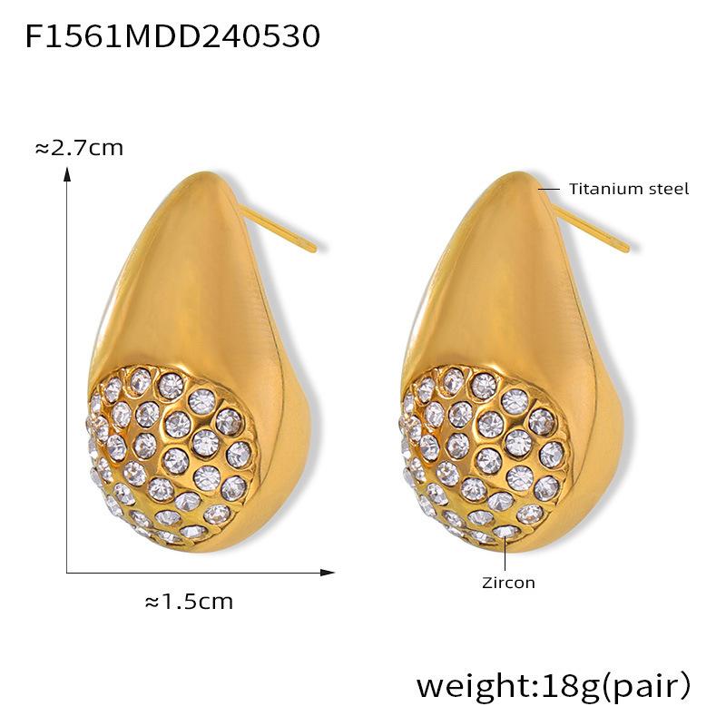 

Новые легкие роскошные серьги из титановой стали с покрытием из 18-каратного золота, серьги-гвоздики в форме капли воды с инкрустацией цирконием, новые продукты