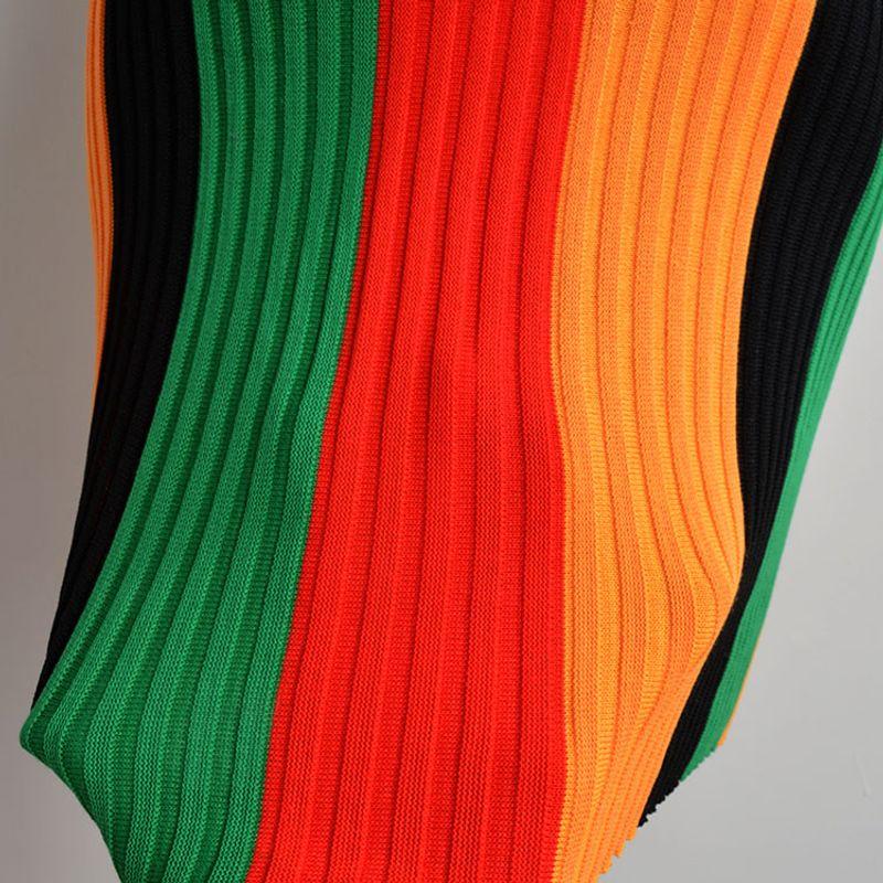 Summer Color Stripes round Neck Halterneck Sleeveless Vest Knitting Dress Women's Clothing Fashion Slim Fit Slimming Bodycon Dress