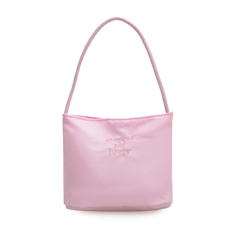 Summer New Simple Nylon Underarm Bag Design with Embroidered Alphabet Handheld Commuter Bucket Bag