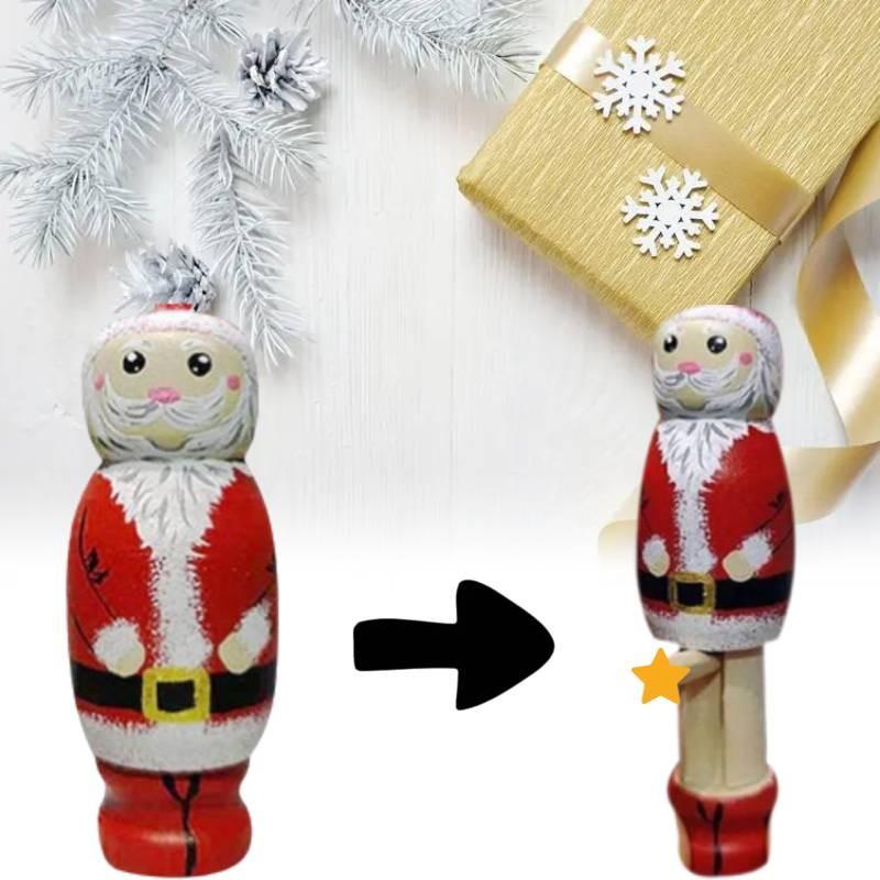 Unique Funny Santa Wooden Puppet Handcrafted Beech Wood For Christmas Decor Gifts