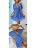 Summer Floral V-Neck Midi Dress with Pleated Skirt and Mid Sleeves