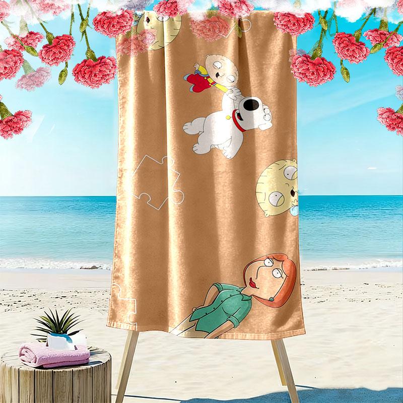 Family Guy Cartoon Print Beach Towel, Large Soft Quick Dry Towel for Beach Camping Swimming