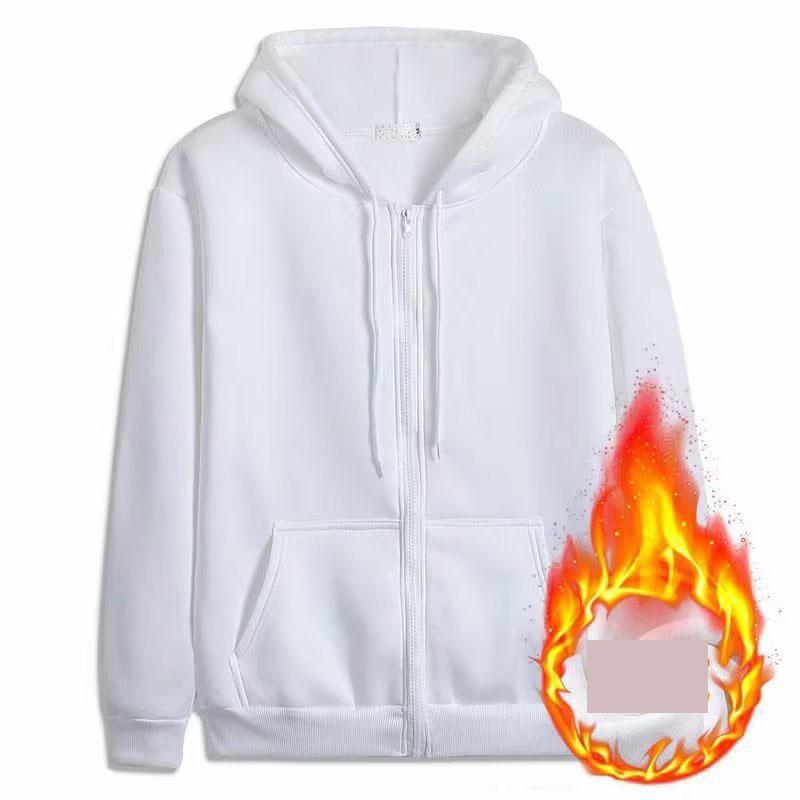 

Осень-зима Толстая мужская куртка с капюшоном на молнии с эластичными манжетами Свободная повседневная куртка с капюшоном на молнии для повседневной носки Мужская спортивная куртка Кардиган XS белый