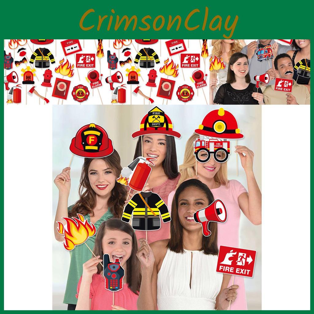 Birthday Firefighting Themed Party Decoration Wacky Handheld Photo Props