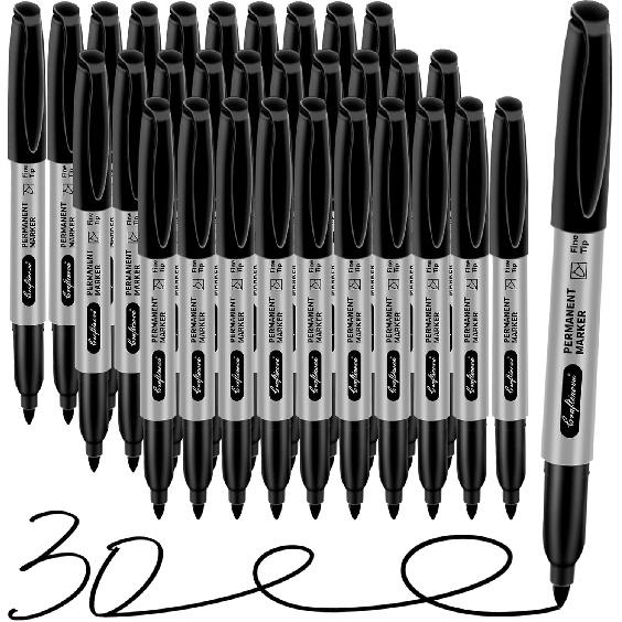Black Permanent Markers Bulk Fine Point, Fine Tip Markers Set, Quick Drying and Fade Resistant, Works on Wood, Plastic, Paper, Metal for Classroom,
