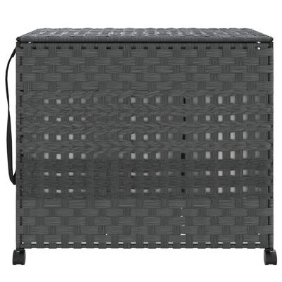 Laundry Basket with Wheels Gray 66 X 35 X 60 Cm Rattan