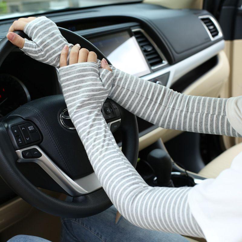 

Pure Cotton Gloves Women s Sun Protection Oversleeve Oversleeves Open Finger Oversleeve Summer Men s Ice Sleeve Loose Thin Sleeves Cycling Sleeves Stripes Gray (finger sleeve) All yards