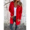 Autumn Winter Loose Fashion Casual Women Mid Length Cardigan Coat Long Sleeve Hooded