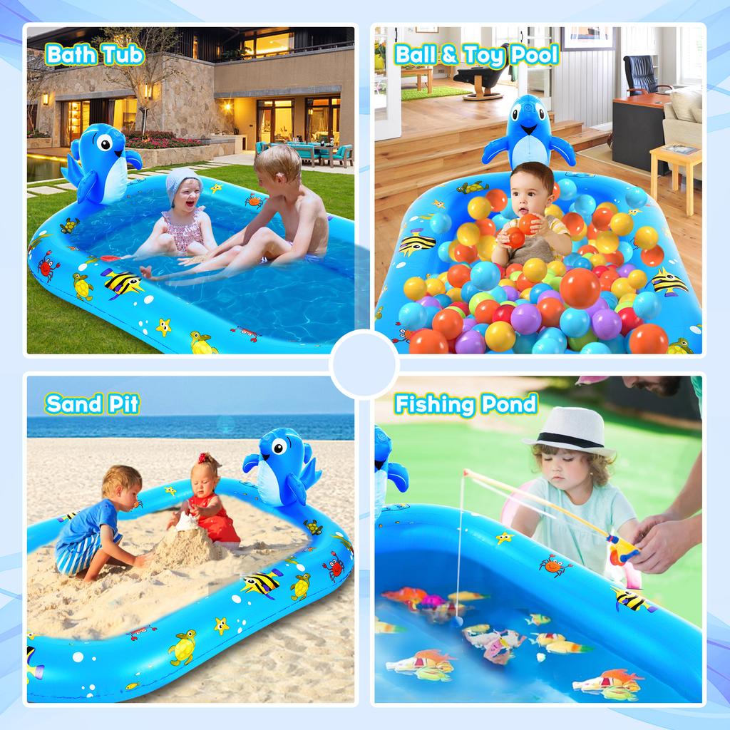 Guard for Kids, Large Inflatable Pool, Cute Shape, Thick Pool Water Mat, Outdoor Water Play Sprinkler Pad