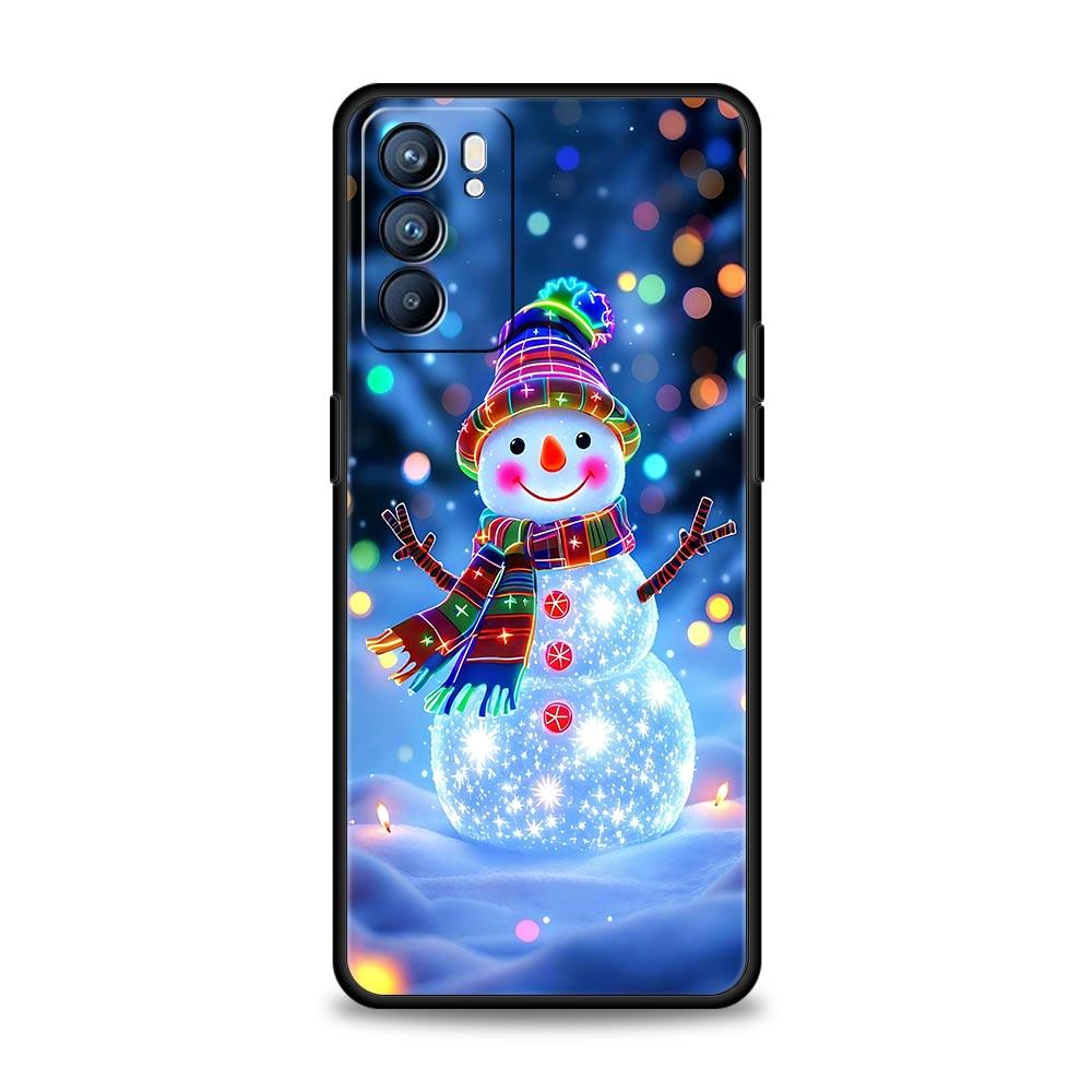 Christmas Snowman Phone Case For Oppo A17 A31 A54 A57 A78 A79 A98 Find X5 X6 Reno 6 7 8 10 11 12 13 F Pro 5G Soft TPU Cover Bags