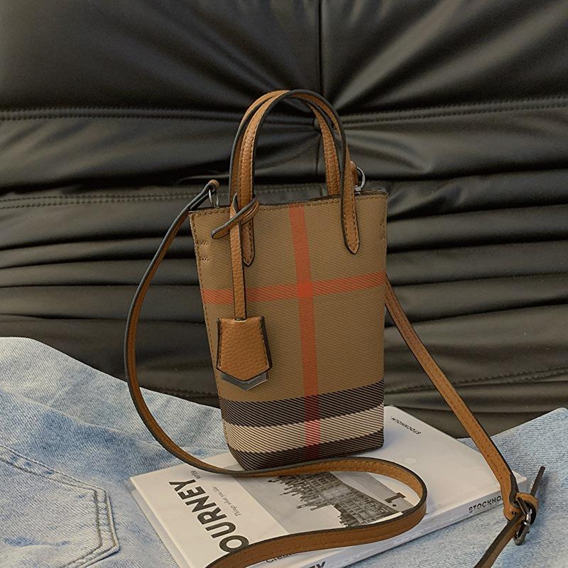 Mini Mobile Phone Bag Women's Oblique Span Bag New Small Bag Canvas Plaid Light Hand Carry Shoulder Bag