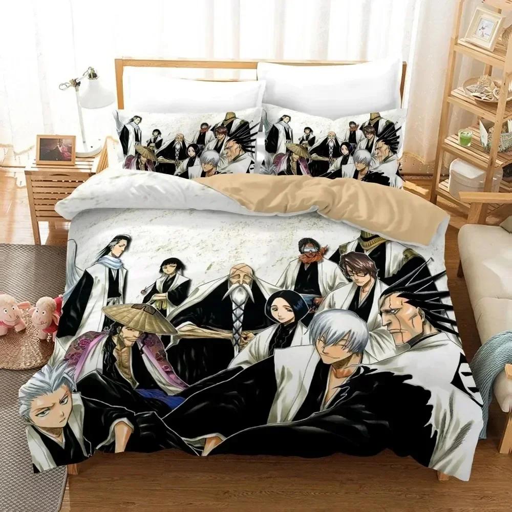 Anime Bleach Toushirou Ichigo Bedding Set Duvet Cover Sheet Printed Bed Set Pillowcase Full Queen King Size Comforter Bedroom