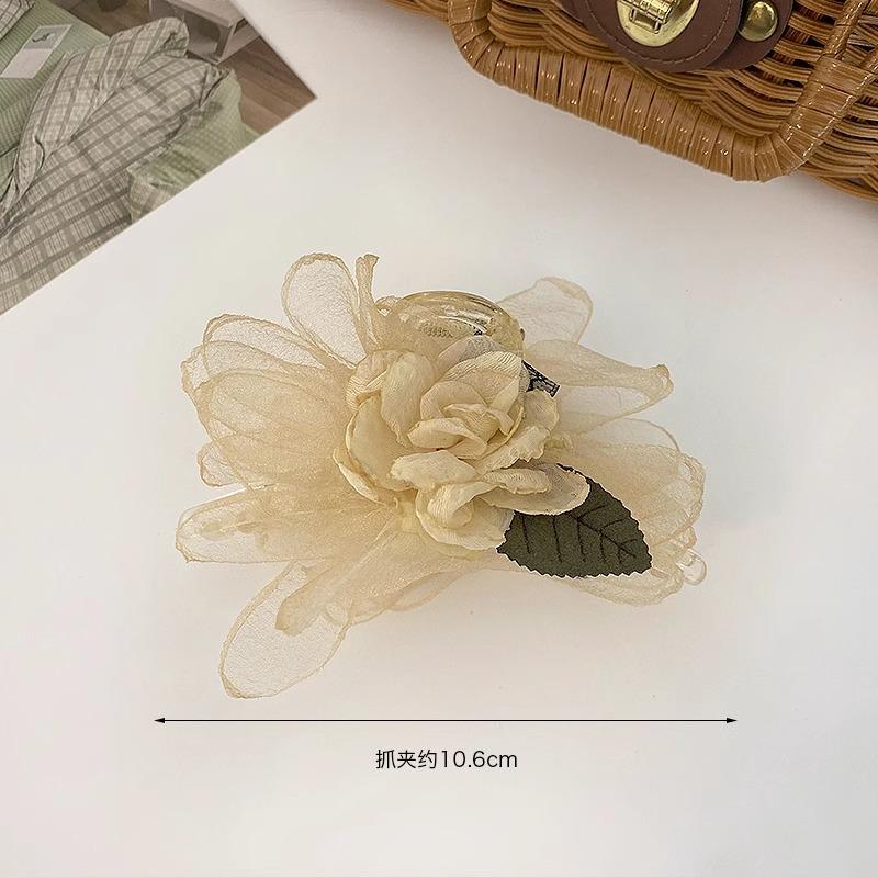 Сетка Симуляция Цветок Роза Зажим Ленивый Ветер Волосы Лесная Фея Стиль Большой Акула Зажим Для Волос Аксессуары Сломанный покинуть белый